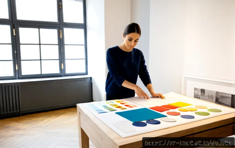 Home 17 인테리어 디자이너 경력 개발 계획 - Photorealistic career development scene for an interior designer in a bright Parisian studio, confid...